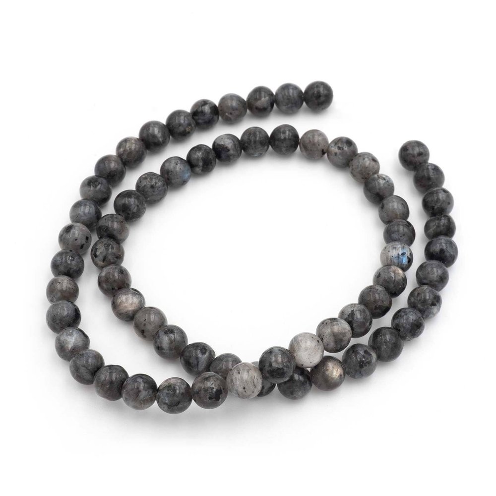 Vintageparts Larvikite Beads 6 mm, 1 Strand, 60 Pieces