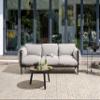 Beliani Esperia 3-Seat Garden Sofa, Black Aluminum, Gray Upholstery view 2