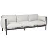 Beliani Esperia 3-Seat Garden Sofa, Black Aluminum, Gray Upholstery view 4