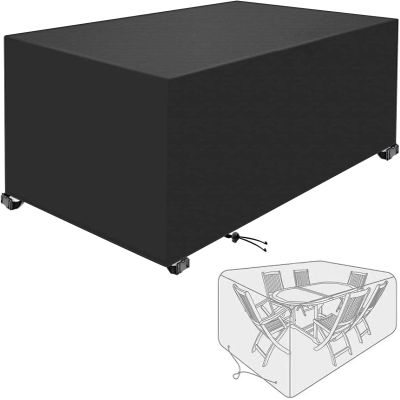 KDXAOBEI Winter-Resistant Garden Furniture Cover 380 x 200 x 75 cm, 600D Oxford Fabric, Black