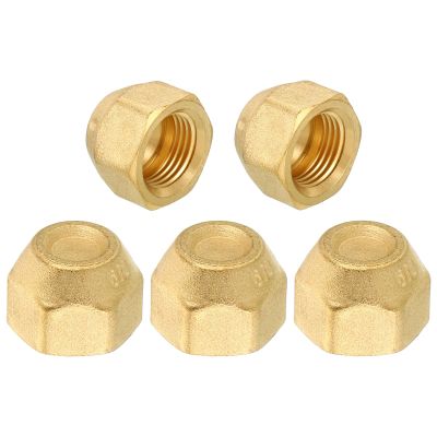 PATIKIL 3/8" Brass Female Flare Plugs, 5-Pack