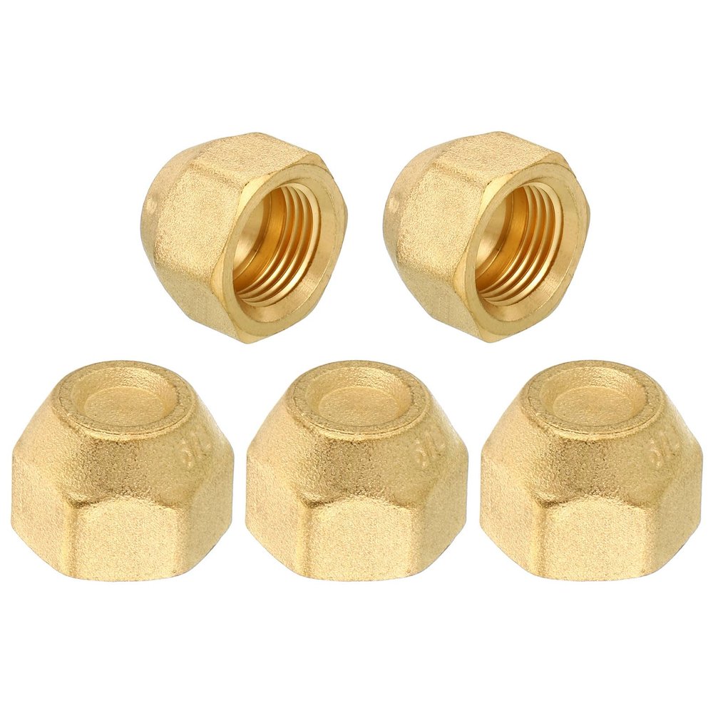 PATIKIL 3/8" Brass Female Flare Plugs, 5-Pack