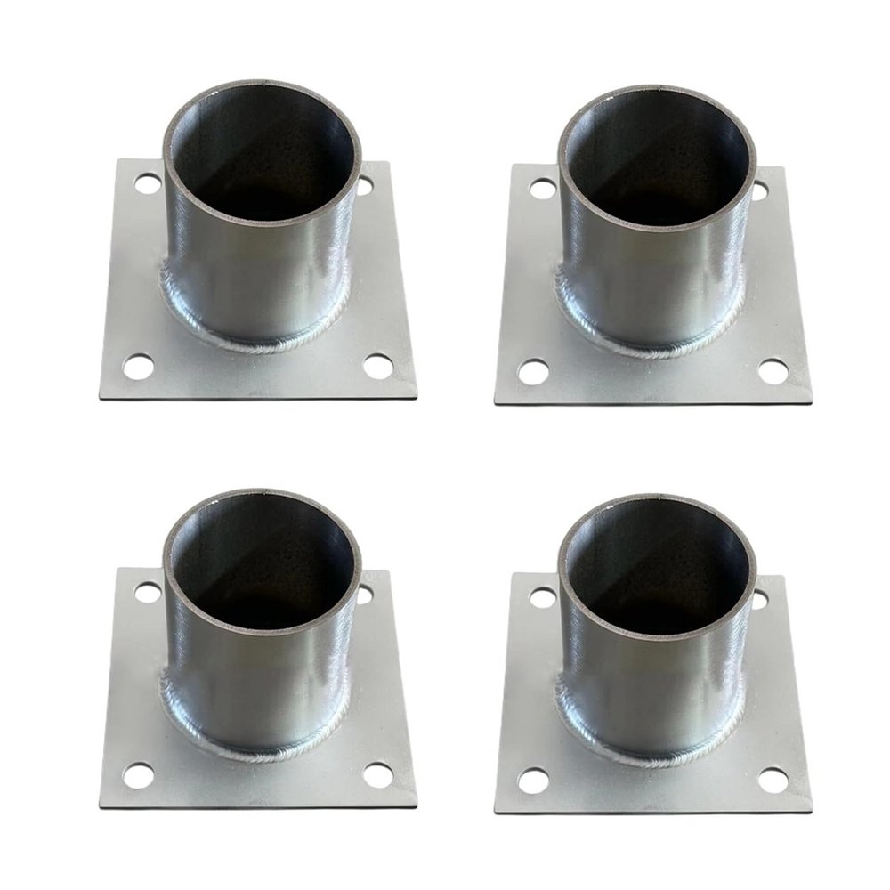 Round Stainless Steel Screw-On Post Base Holder with Screws, 4 Pieces