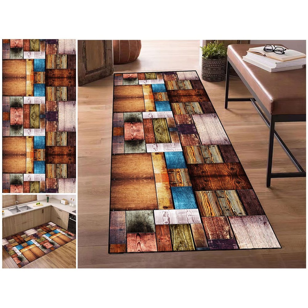 DOMOJT Hallway Runner Rug 60 x 260 cm, Non-Slip, Washable Polyester Rug