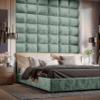 Muralo Upholstered Velvet Wall Cushion, 3D Effect, 30 x 30 cm, Mint view 4