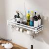 SAGIDAR Wall-Mounted Wine Glass Rack, Black/White/Gold view 4