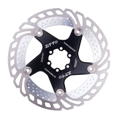 RaamKa MTB Bicycle Disc Brake Rotor, Floating 7075 Aluminum/Stainless Steel, Cooling, 203 mm, Black