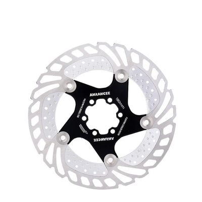 RaamKa MTB Bicycle Disc Brake Rotor, 180 mm, 6-Bolt, Black Metal