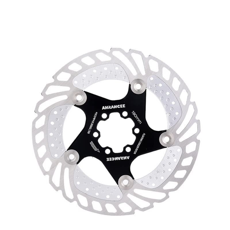 RaamKa MTB Bicycle Disc Brake Rotor, 180 mm, 6-Bolt, Black Metal