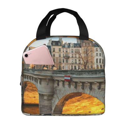 Pont Neuf Paris Landscape Printed Insulated Lunch Bag