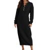 Women's Winter Sweater Dress with Buttons, Elegant Knit Maxi Dress view 1