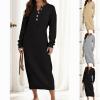 Women's Winter Sweater Dress with Buttons, Elegant Knit Maxi Dress view 2