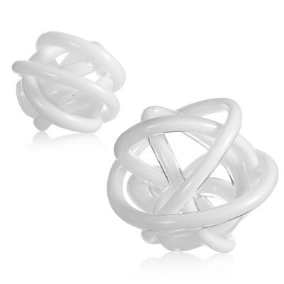 Tioncy Decorative Glass Knot Balls, Orbit Glass Decor, White, 9.9 cm