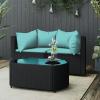 Homgoday 3-Piece Garden Lounge Set with Cushions, Black PE Rattan view 1