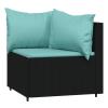Homgoday 3-Piece Garden Lounge Set with Cushions, Black PE Rattan view 4
