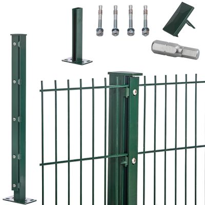 656 Double-Wire Fence for Anchoring in Moss Green | Garden Fence | Double-Wire Panel Fence | with 300 mm Base Plates | 25–63 cm