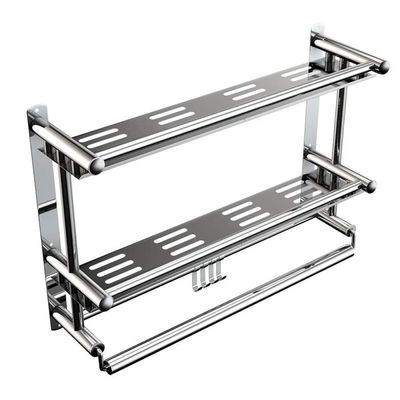Drill-Free Telescopic Corner Shower Shelf with Towel Holder, 304 Stainless Steel, 60 cm