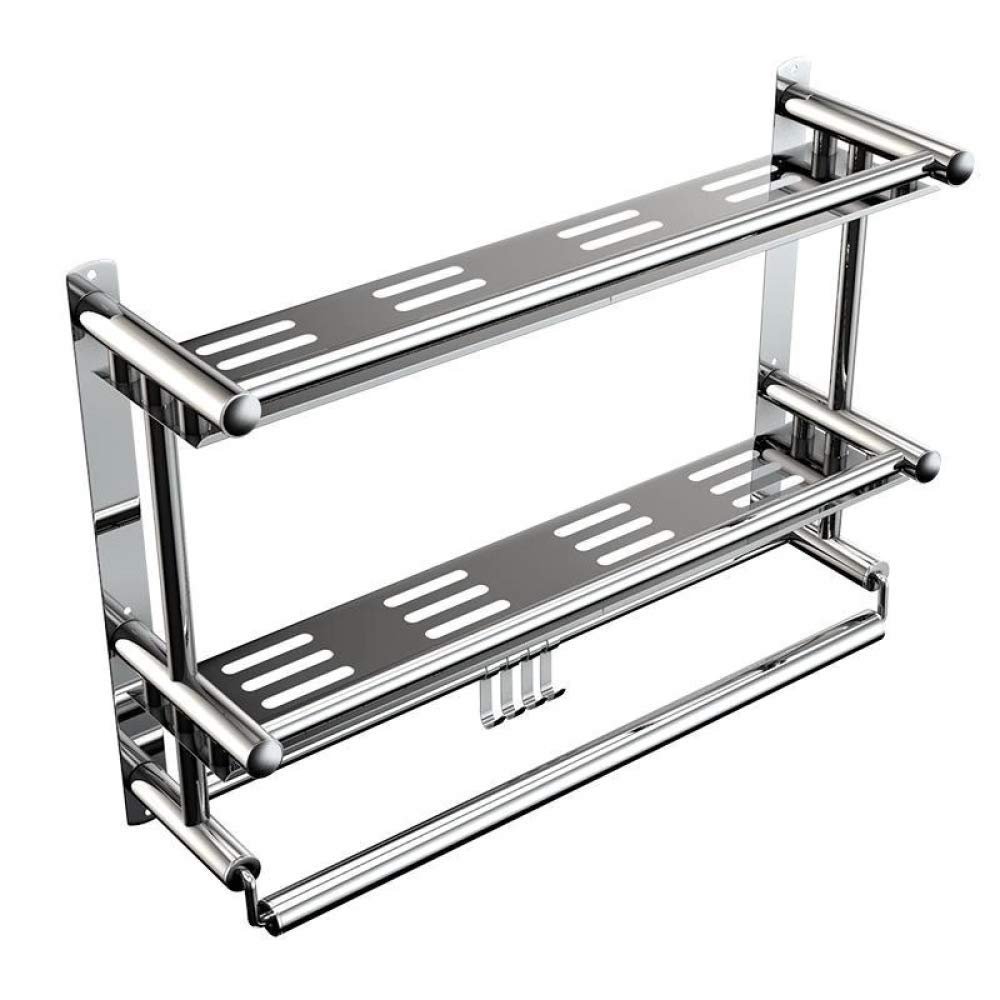 Drill-Free Telescopic Corner Shower Shelf with Towel Holder, 304 Stainless Steel, 60 cm