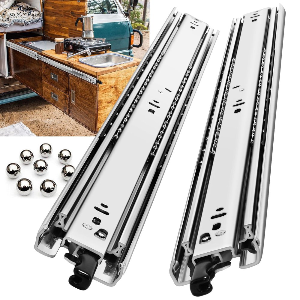 REGUDA Heavy-Duty Full-Extension Drawer Slides with Lock, 47 kg Capacity, Side-Mount, 300–1000 mm, 1 Pair