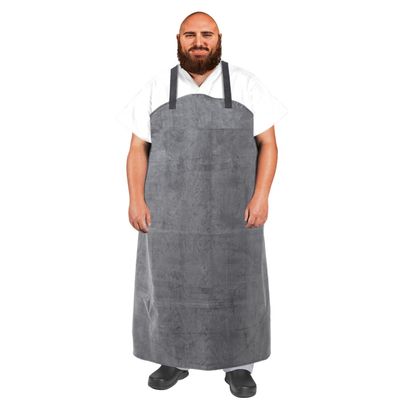Urby Oversized Work Apron: Flame-Resistant Leather, Woodshop and Workshop Canvas, Butcher Rubber, Gray, X-Large