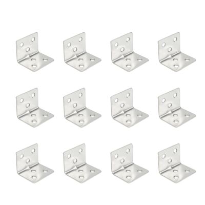 Nicerity Stainless Steel Corner Braces, 38 x 30 x 1.5 mm, 6 Holes, 12-Pack
