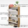 Slim Shoe Cabinet with Flip-Down Door, Space-Saving Organizer, Modern Entryway Storage (Light Walnut) view 3
