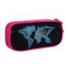 Large Pink World Map Polyester Pencil Case view 1
