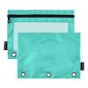 Turquoise Transparent Zipper Pouches, Large Capacity, Binder Pouches for Daily Office Supplies, 2-Pack view 1