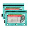 Turquoise Transparent Zipper Pouches, Large Capacity, Binder Pouches for Daily Office Supplies, 2-Pack view 2