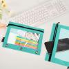 Turquoise Transparent Zipper Pouches, Large Capacity, Binder Pouches for Daily Office Supplies, 2-Pack view 4
