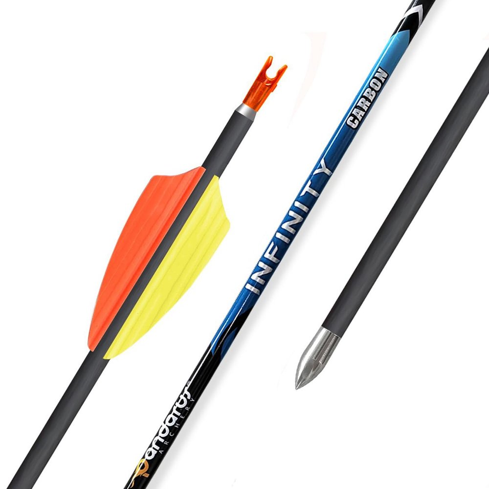 ACCMOS 6-Pack Carbon Archery Arrows, Spine 900, 27 in, Yellow/Orange Vanes