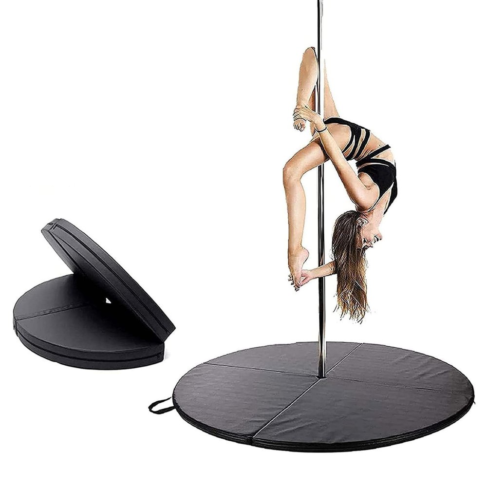 RVUEM Pole Dance Crash Mat, Round Safety Mat, Black, 160 x 10 cm