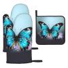 Oven Mitts and Pot Holder with Butterfly Print, Heat-Resistant, Waterproof, 3-Piece Set view 1