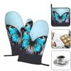 Oven Mitts and Pot Holder with Butterfly Print, Heat-Resistant, Waterproof, 3-Piece Set view 3