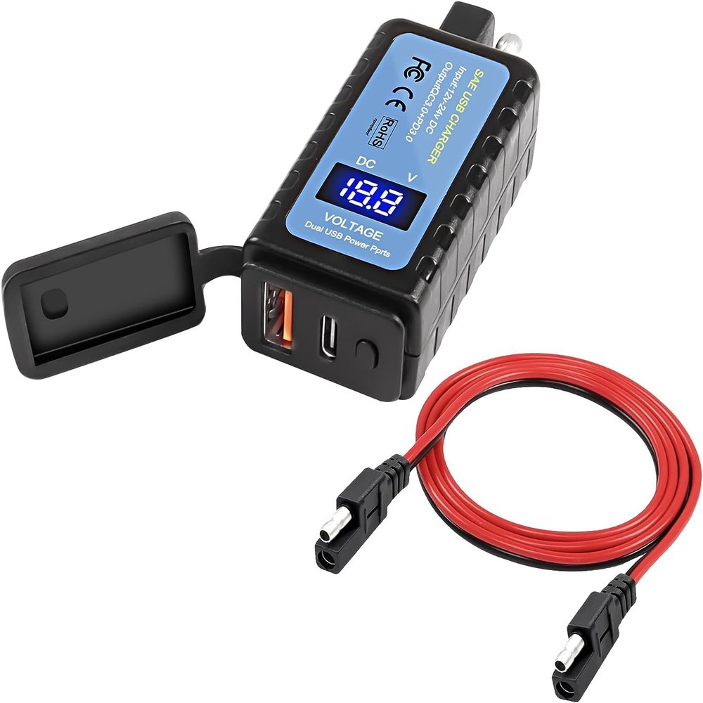 XMSJSIY Motorcycle Phone USB Charger Adapter, SAE to PD USB-C/USB 3.0