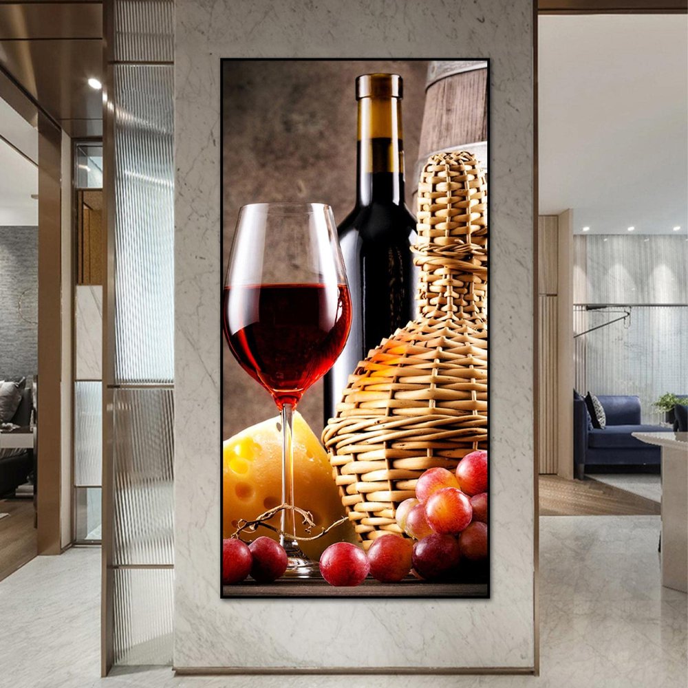 Wine Artwork Canvas Print, Vintage Style, 70 x 140 cm, Frameless