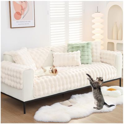 NNSMUN Non-Slip Sofa Cover for 1-, 2-, 3- or 4-Seater Couches, L-Shaped Sofa Protector, White, 90 x 180 cm