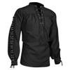 Men’s Lace-Up Pirate Shirt, Steampunk Gothic Medieval Renaissance Costume Top view 1