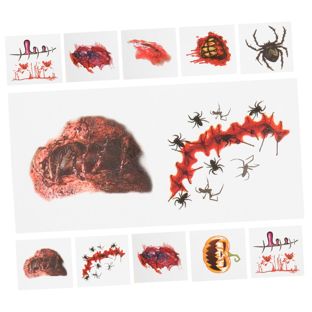 ABOOFAN 40-Piece Temporary Halloween Scar Tattoo Stickers for Fake Wounds and Costume Decoration