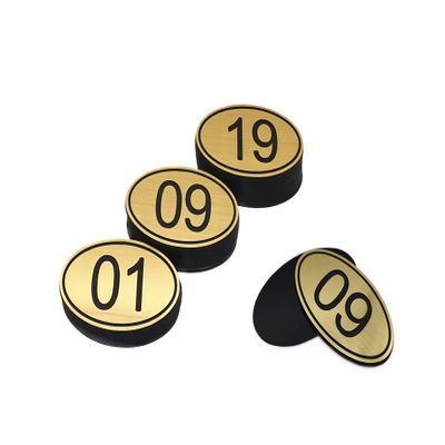 Engraved ABS Table Numbers, Oval, 30 x 50 mm, 1–100, for Pubs, Restaurants and Clubs
