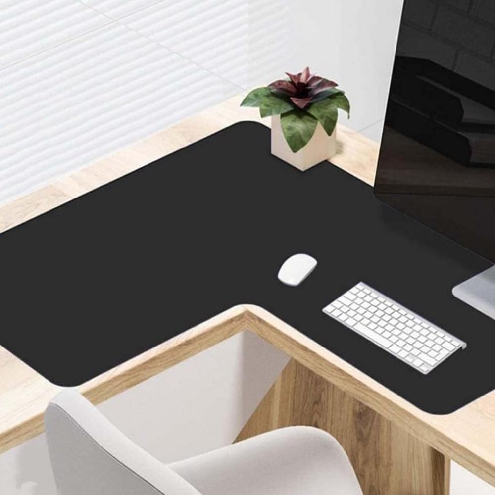 L-Shaped PU Leather Desk Mat, Non-Slip, Scratch-Resistant, Large Laptop Mouse Pad