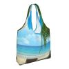 DEHIWI Hawaiian Beach Palm Tree Tote Bag, Black, One Size view 2