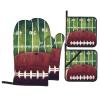 American Football Field and Ball Oven Mitts and Pot Holders Set, 4-Piece view 1