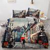 ROUSKI Vintage 4-Piece Bedding Set, 135 x 200 cm, 100% Lightweight Microfiber, Double-Sided 3D Art Design view 1