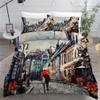 ROUSKI Vintage 4-Piece Bedding Set, 135 x 200 cm, 100% Lightweight Microfiber, Double-Sided 3D Art Design view 2