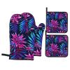 4-Piece Galaxy Floral Oven Mitt and Potholder Set view 1