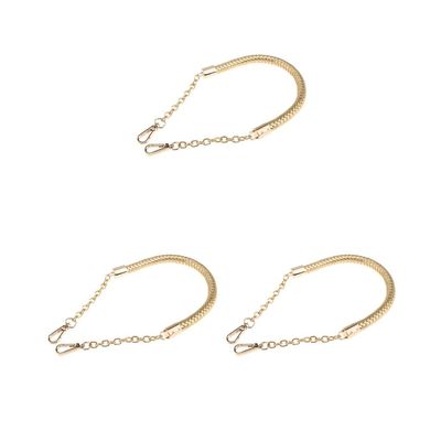 3-Piece Gold Metal and Braided PU Leather Bag Strap Set, 60 cm