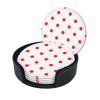 6-Piece Round Dotted Leather Coaster Set with Holder, 9.9 cm view 2