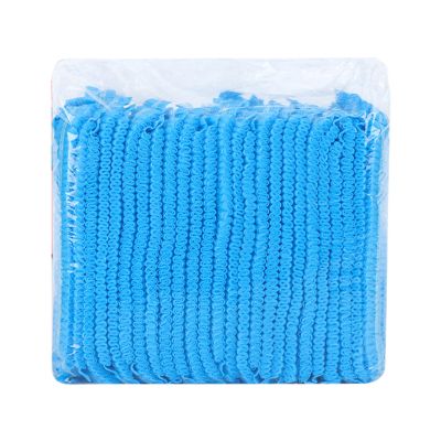 100-Pack Disposable Nonwoven Hair Caps, Hair Nets with Double Elastic Band, Ample Space, Versatile Use, Blue