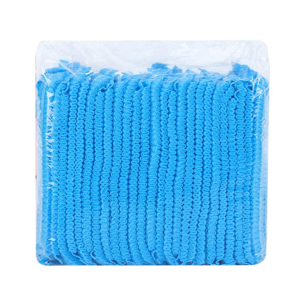 100-Pack Disposable Nonwoven Hair Caps, Hair Nets with Double Elastic Band, Ample Space, Versatile Use, Blue
